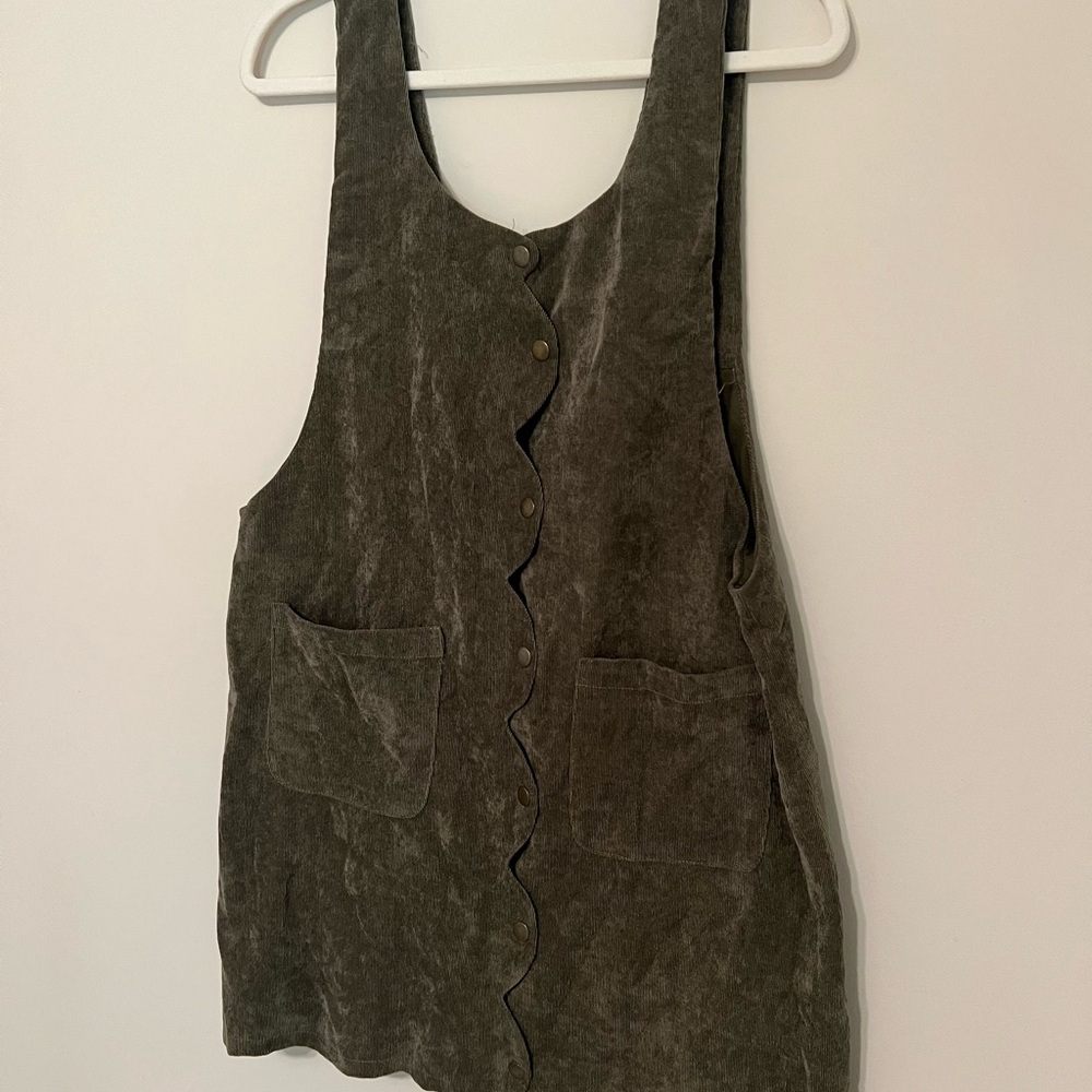 Love Riche Olive Corduroy Buttoned Dress